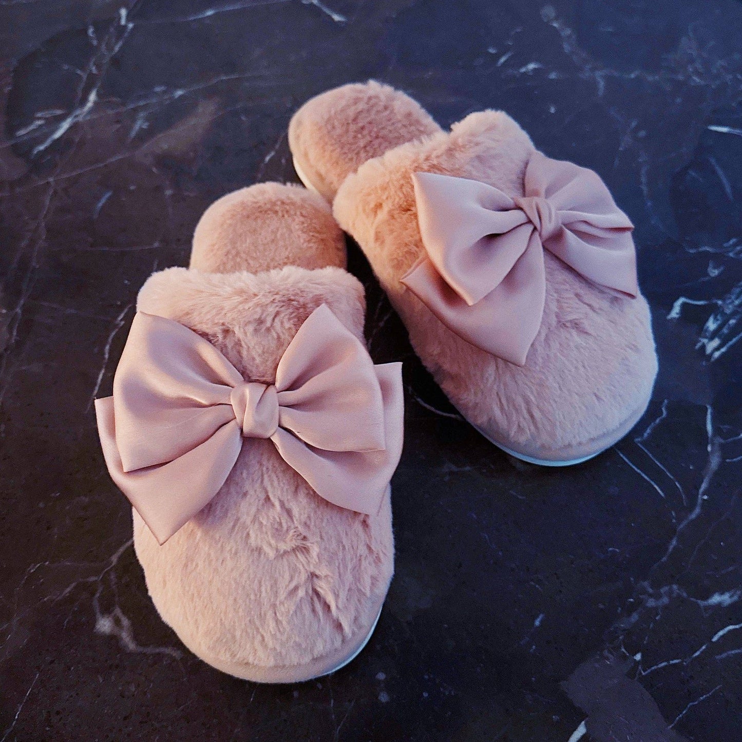 Satin Shine Fur Slippers