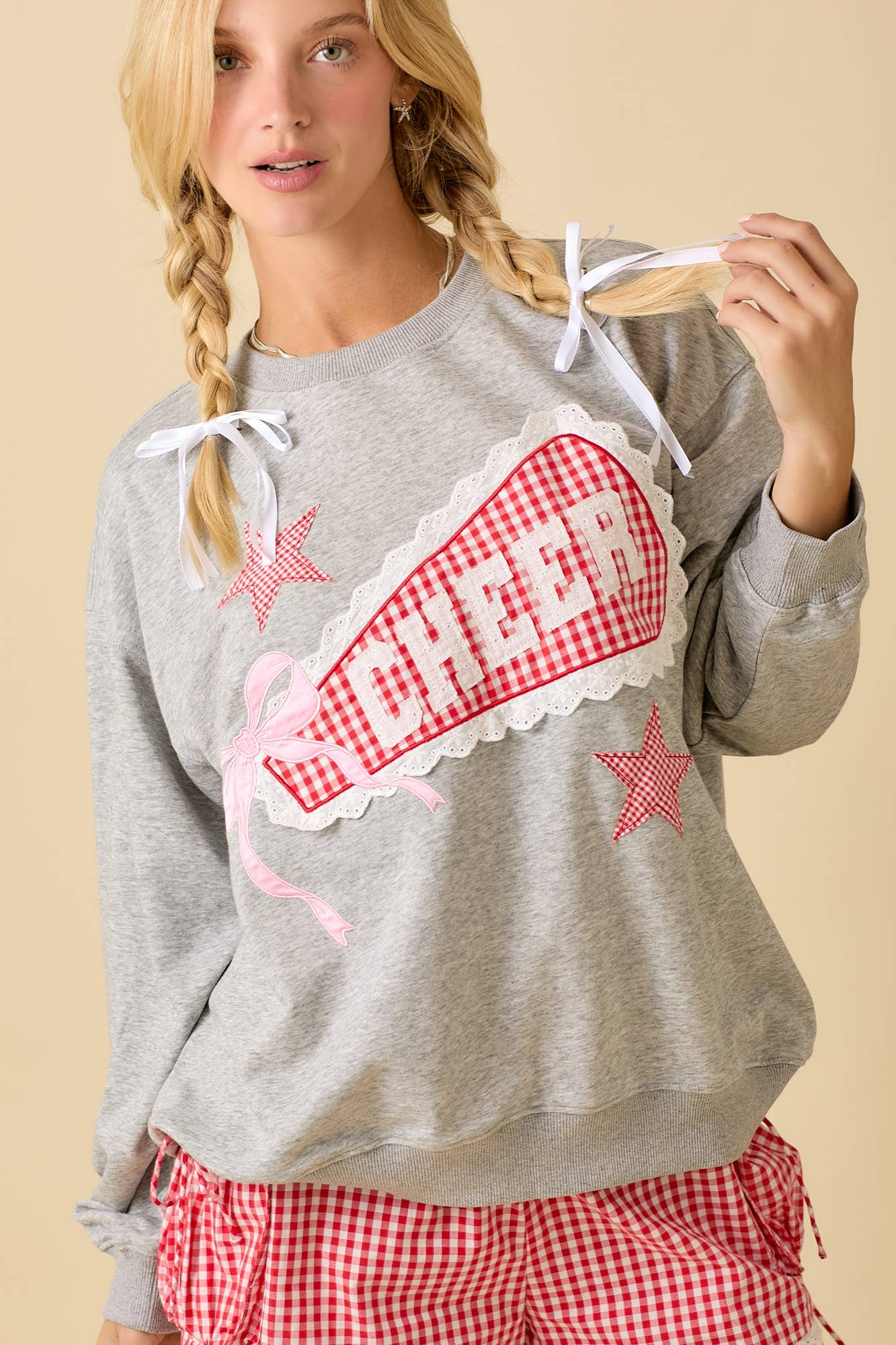 Game Day Cheer Patchwork Crewneck