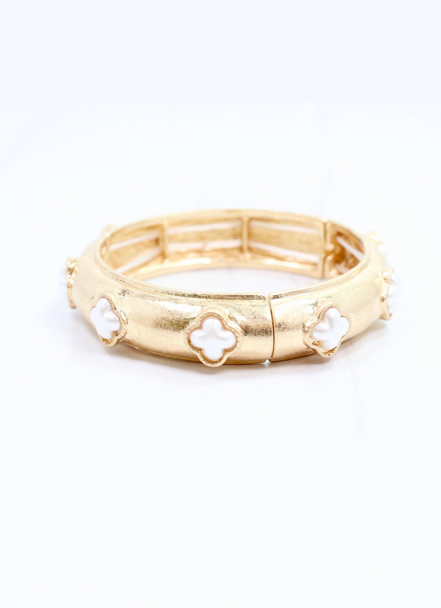 Neema Clover Stretch Bracelet Worn Gold