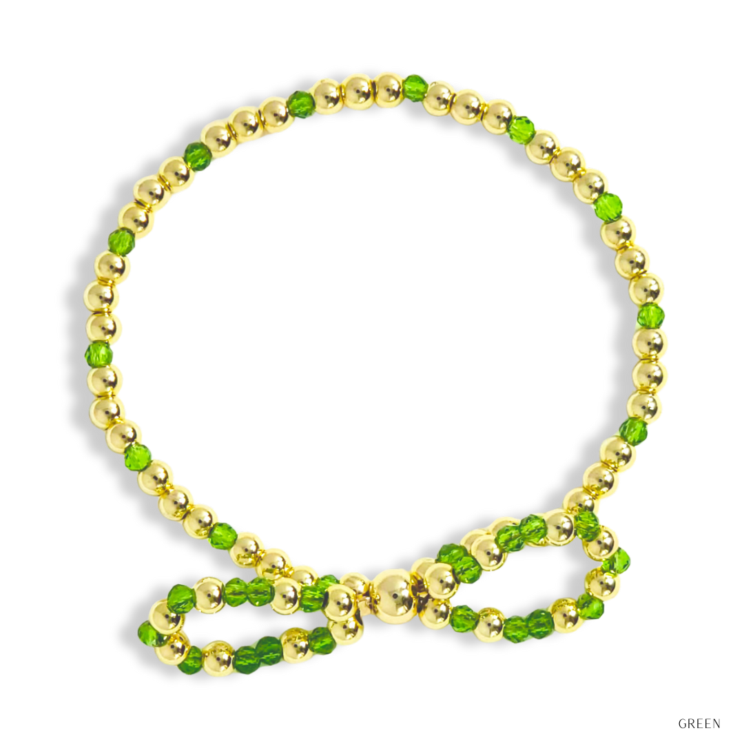 Bow Gold Filled & Swarovski Crystal Beaded Bracelet