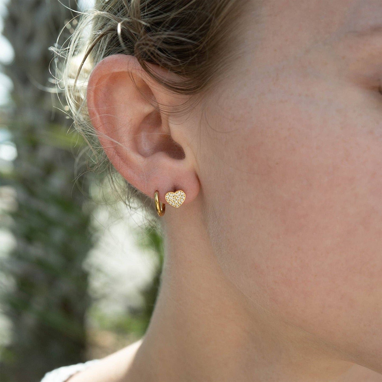 18K Gold Filled Heart Stud Earrings