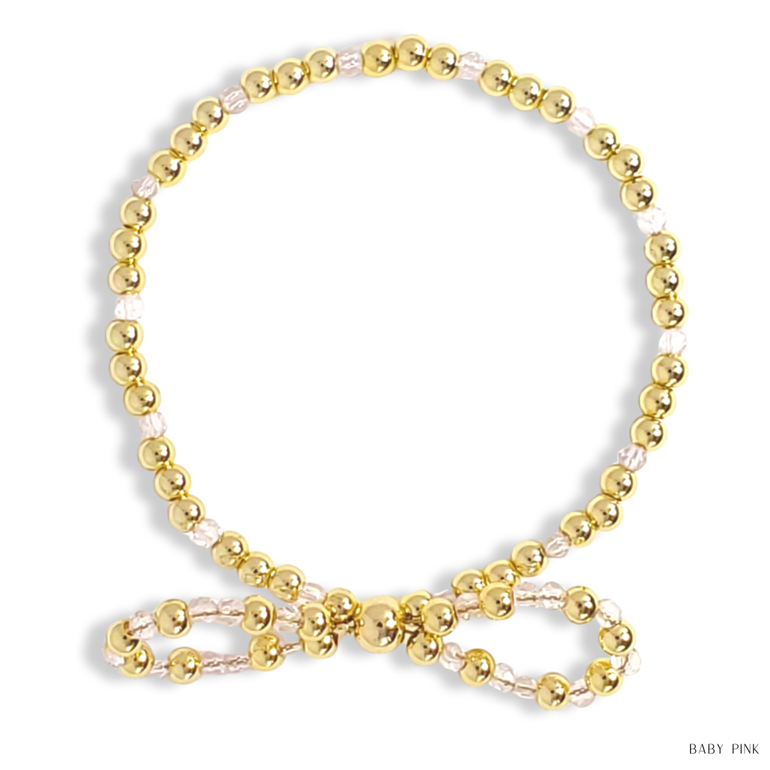 Bow Gold Filled & Swarovski Crystal Beaded Bracelet
