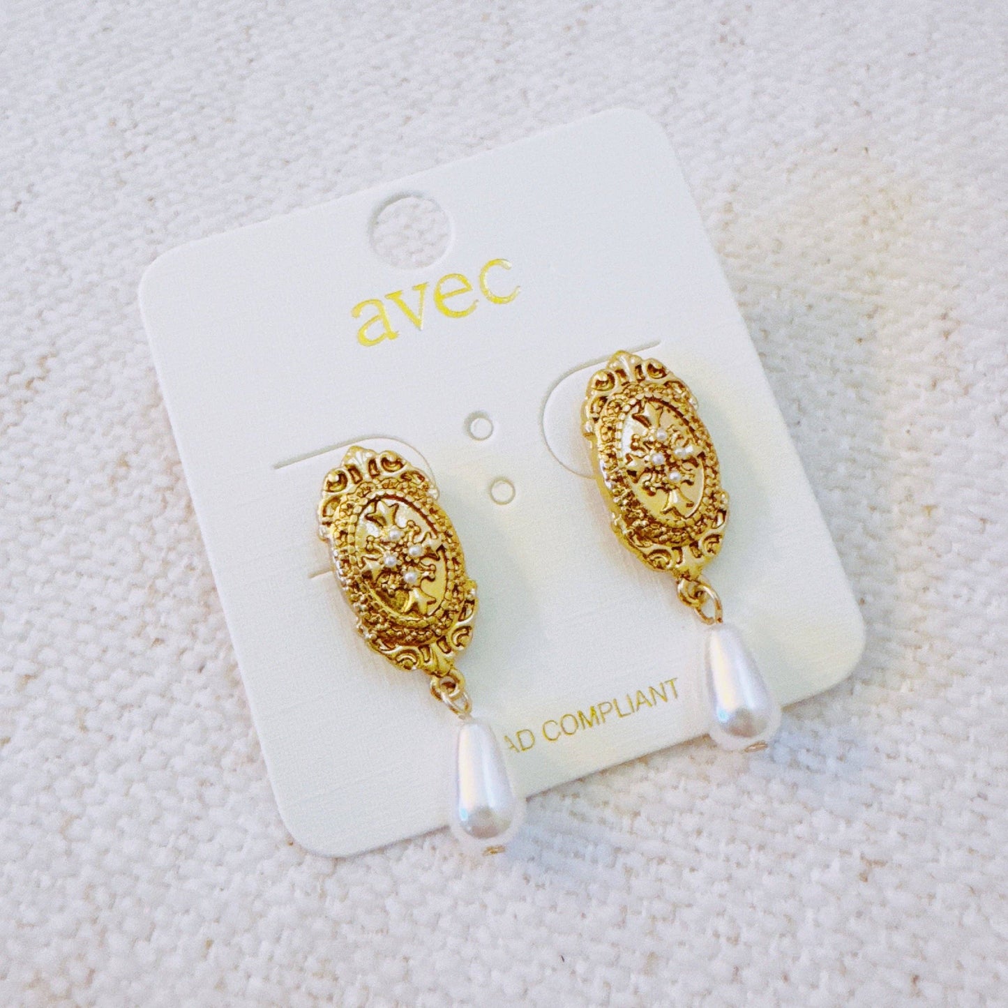 Vintage Cross Pearl Drop Earrings