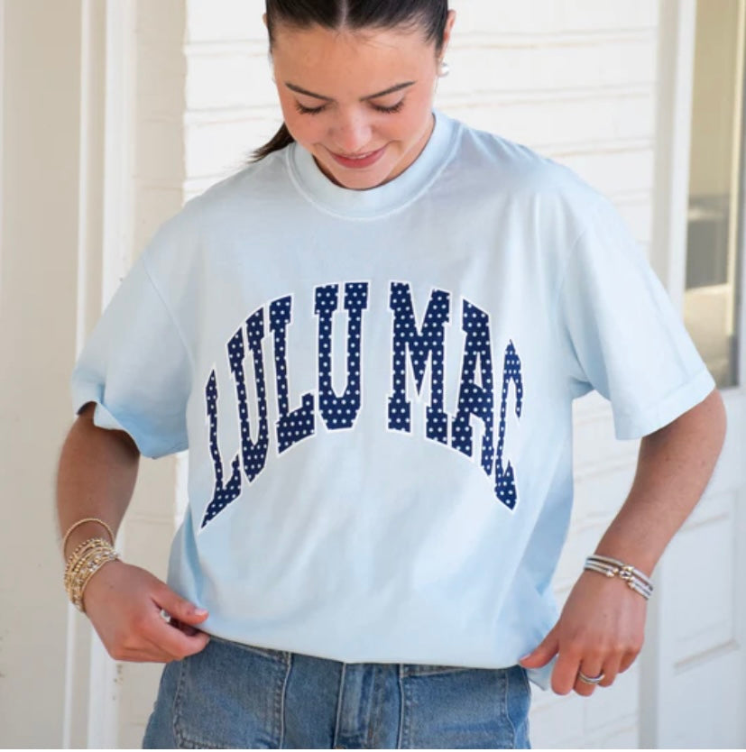 Light Blue/Navy Polka Dot