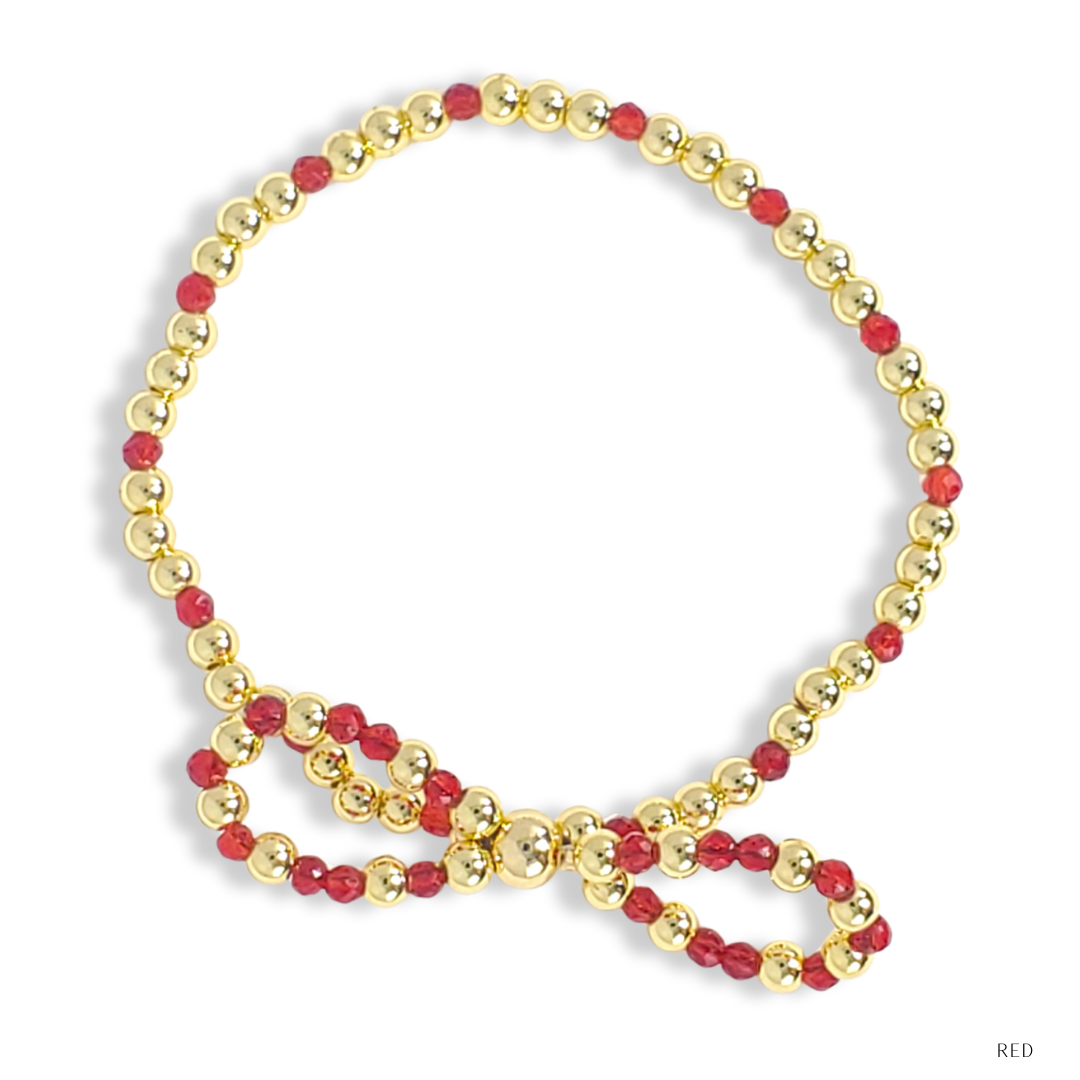 Bow Gold Filled & Swarovski Crystal Beaded Bracelet