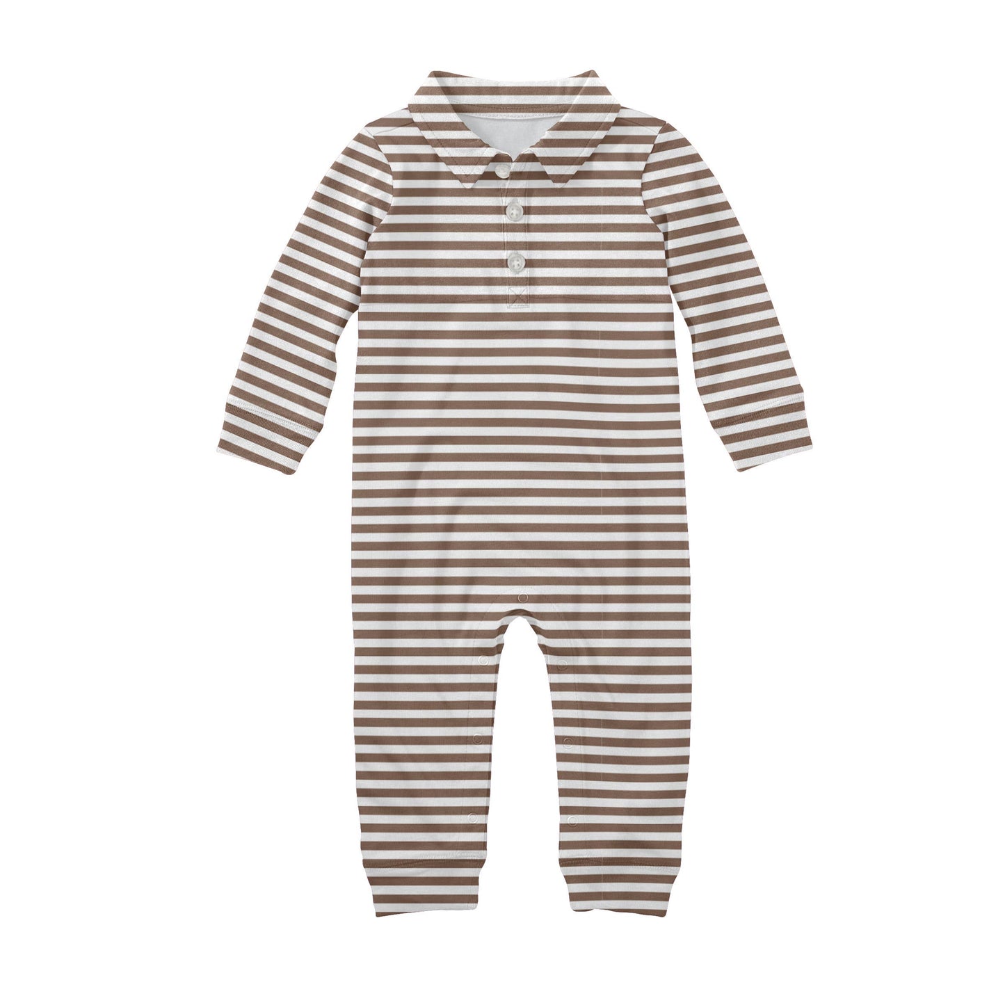 Chocolate Stripes - Sweatshirt Polo Romper
