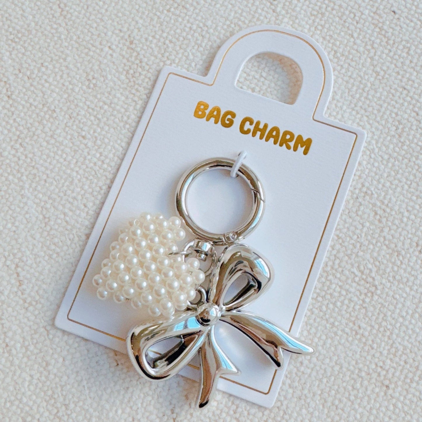 Silver Bow Bag Charm