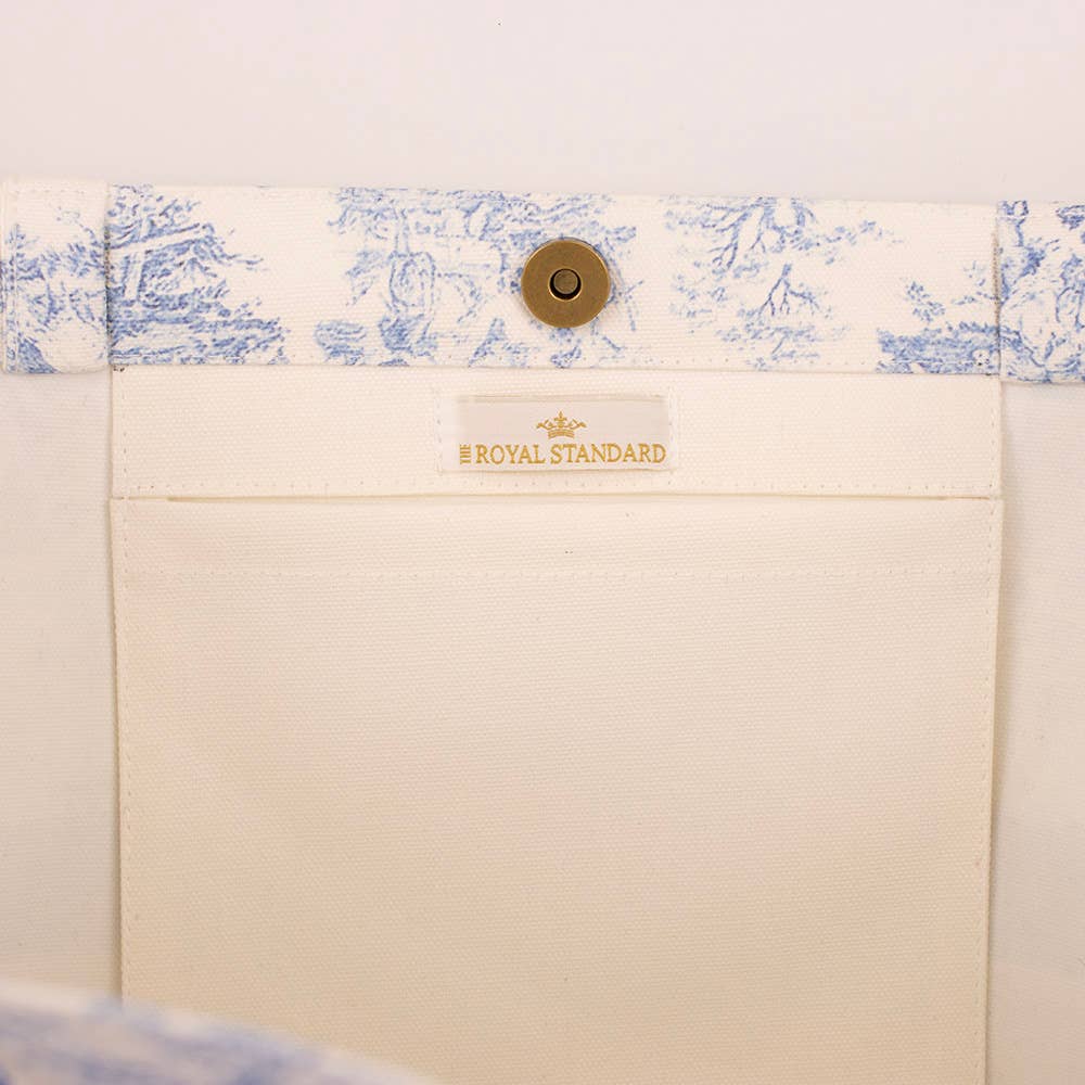 Eden Toile Classic Tote White/Blue 19x14x7.5