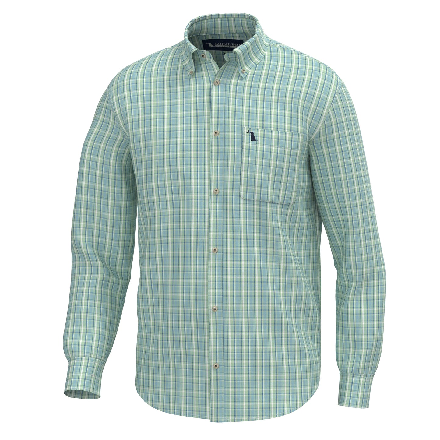Buffkin Dress Shirt - Teal/Lime/Sailor Blue