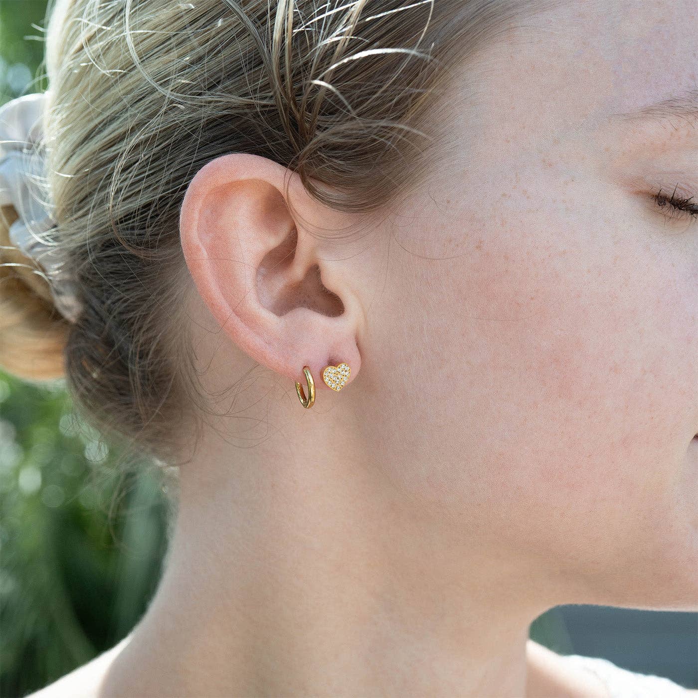 18K Gold Filled Heart Stud Earrings