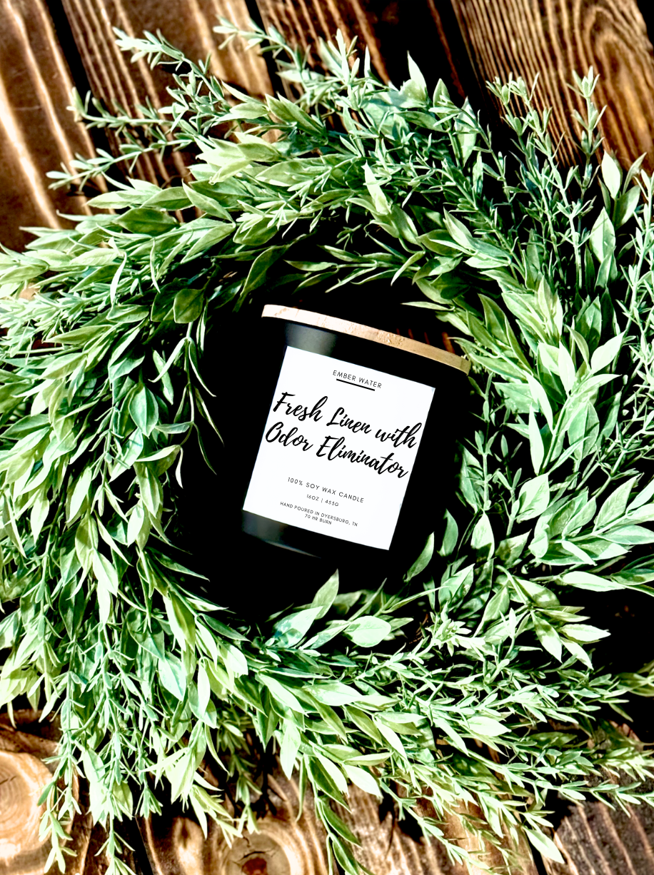 Fresh Linen with Odor Eliminator 16 oz 100% Soy Candle