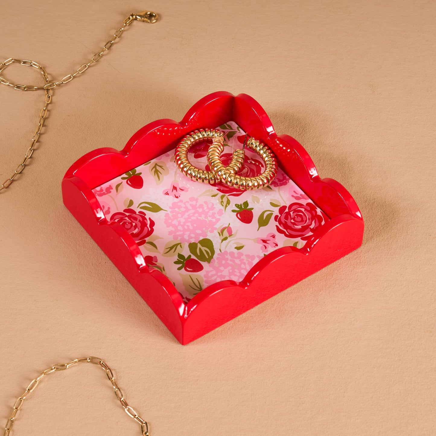 Scalloped Trinket Tray-Rose Garden