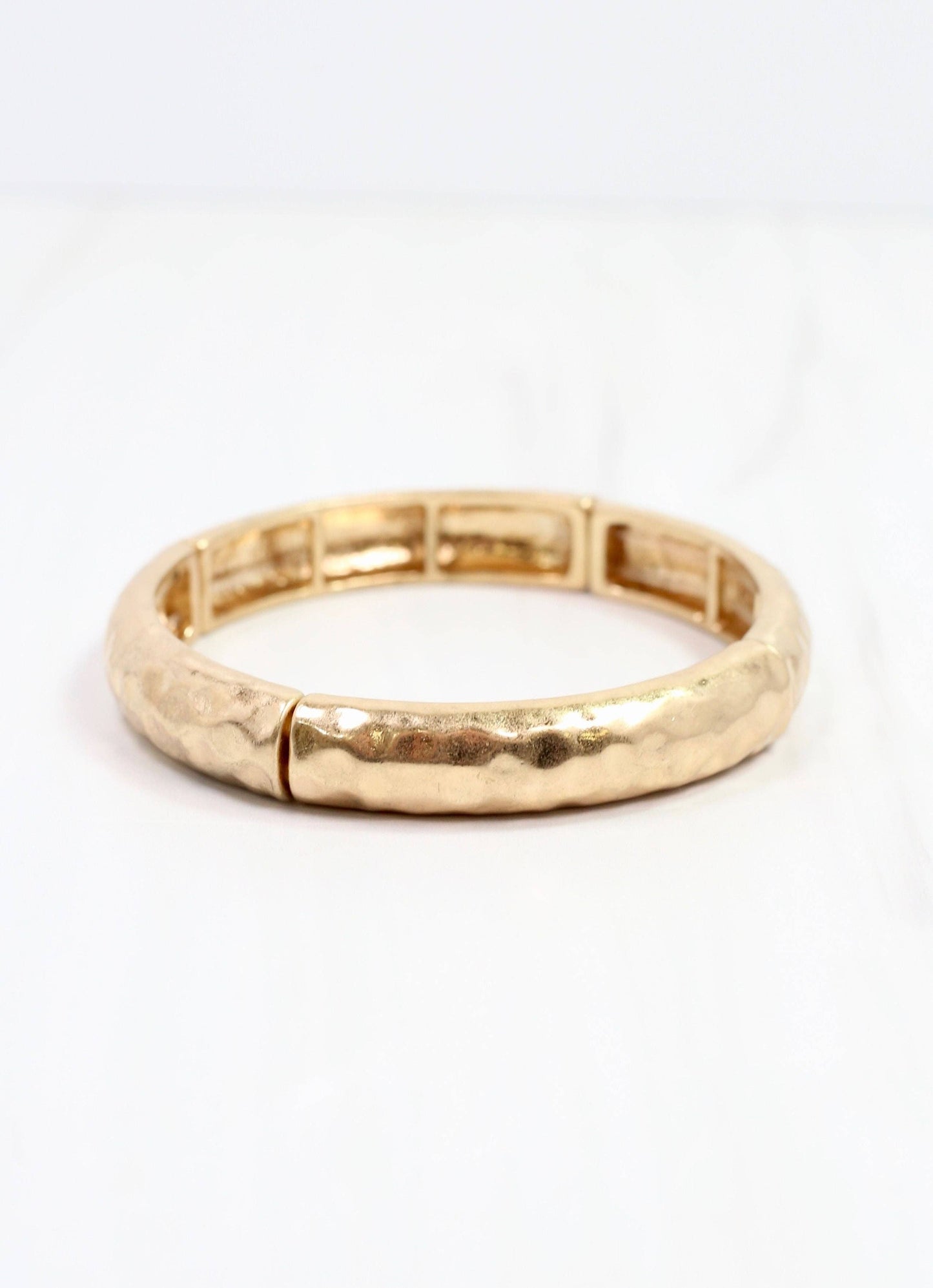 Tandy Hammered Stretch Bracelet Worn Gold