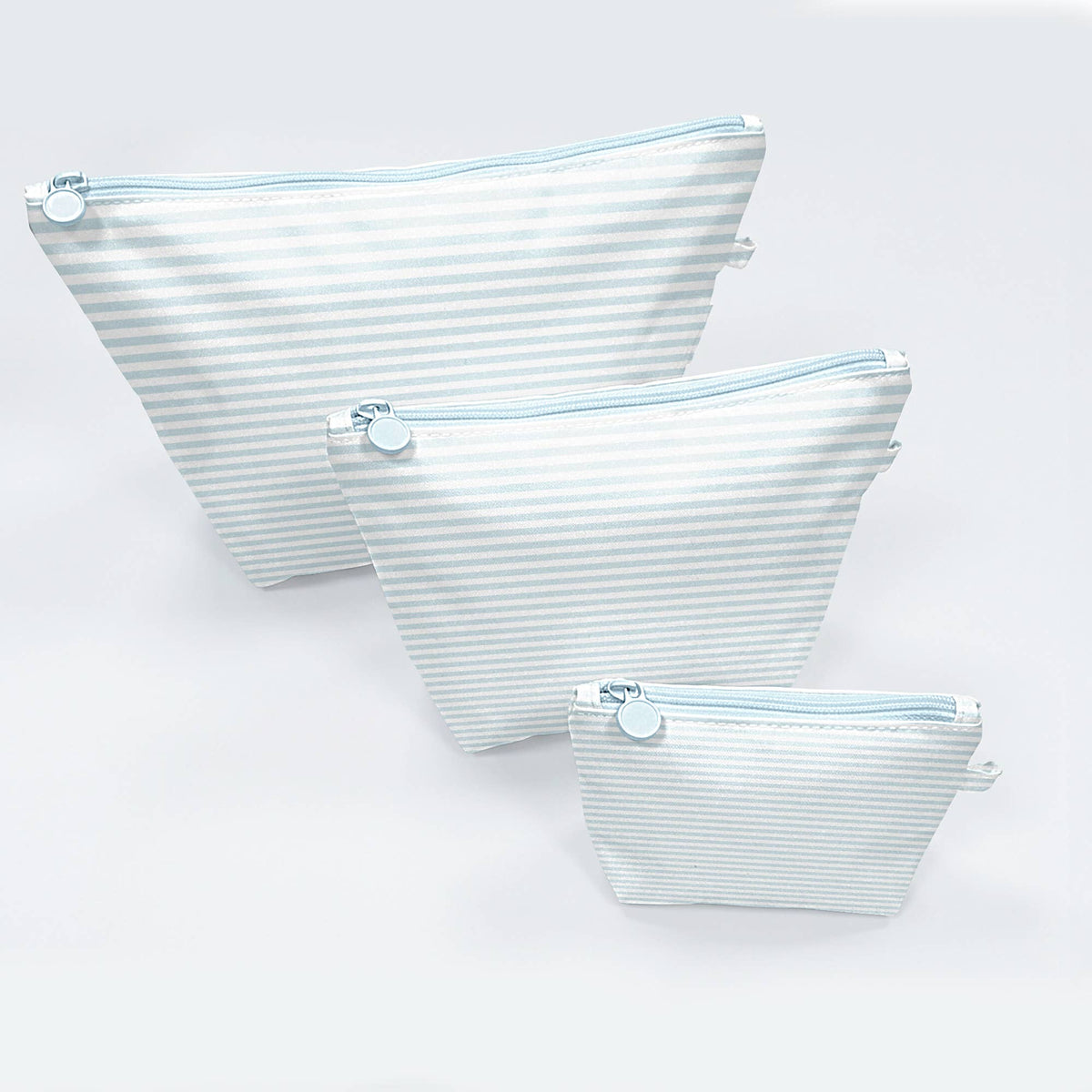 Blue Stripes - Easy Clean Wipeable Pouch (Set of 3)