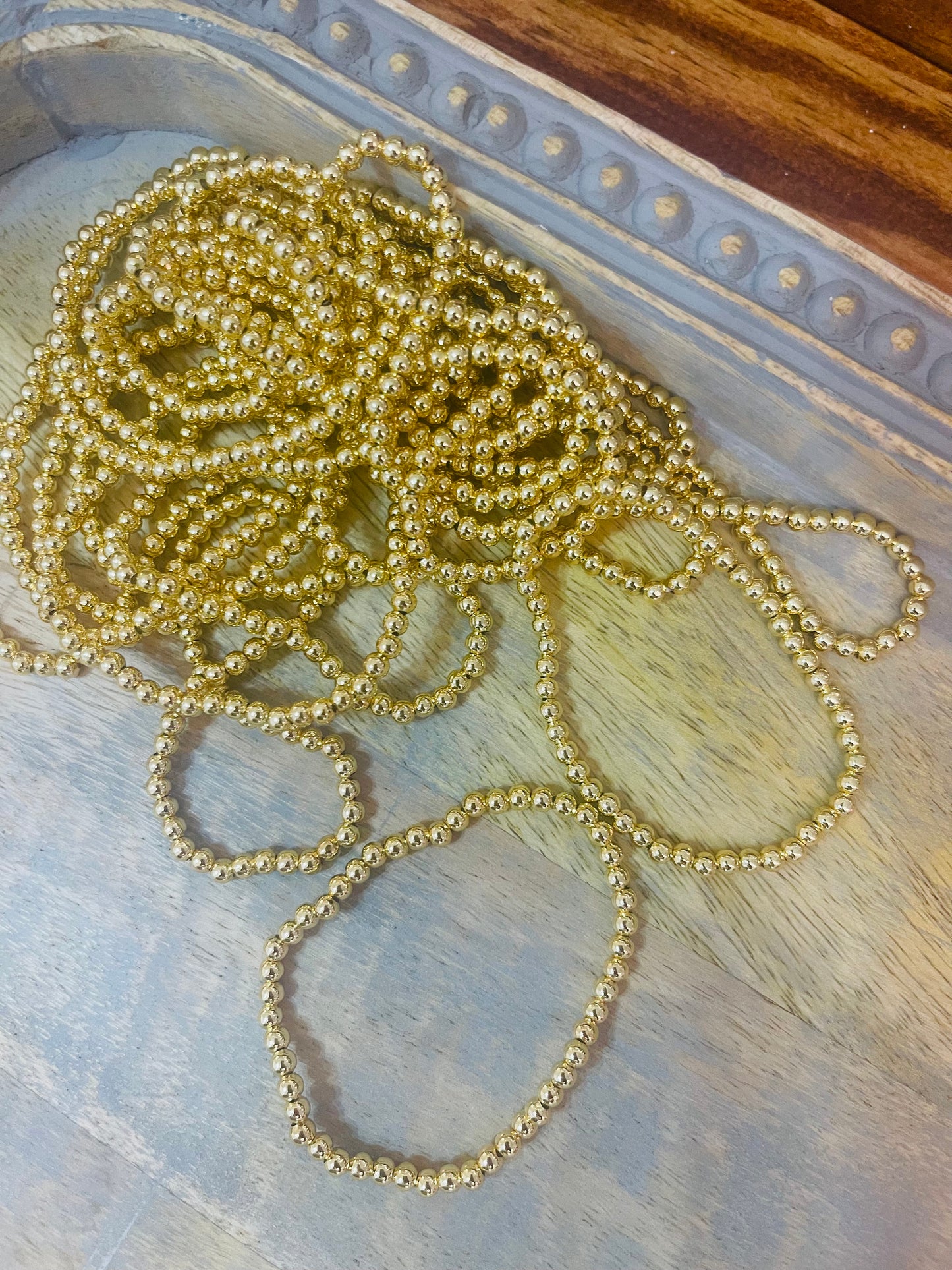6mm 18kt Gold Filled Beaded Bracelet