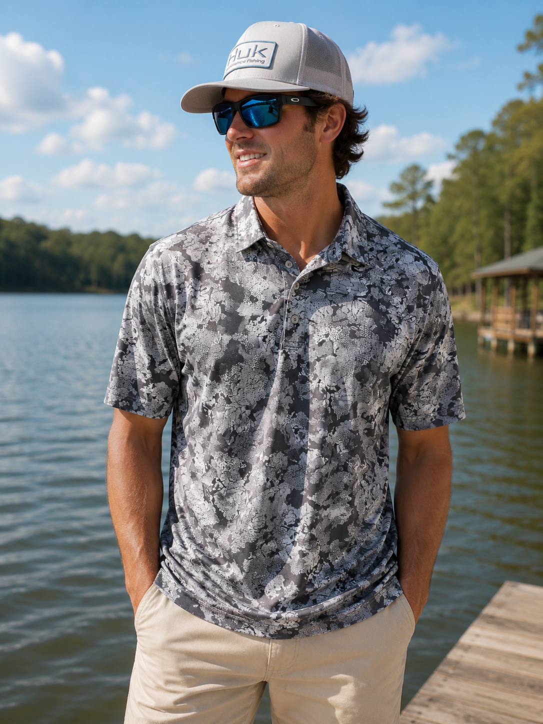Pursuit KC Printed Polo - Sharkskin