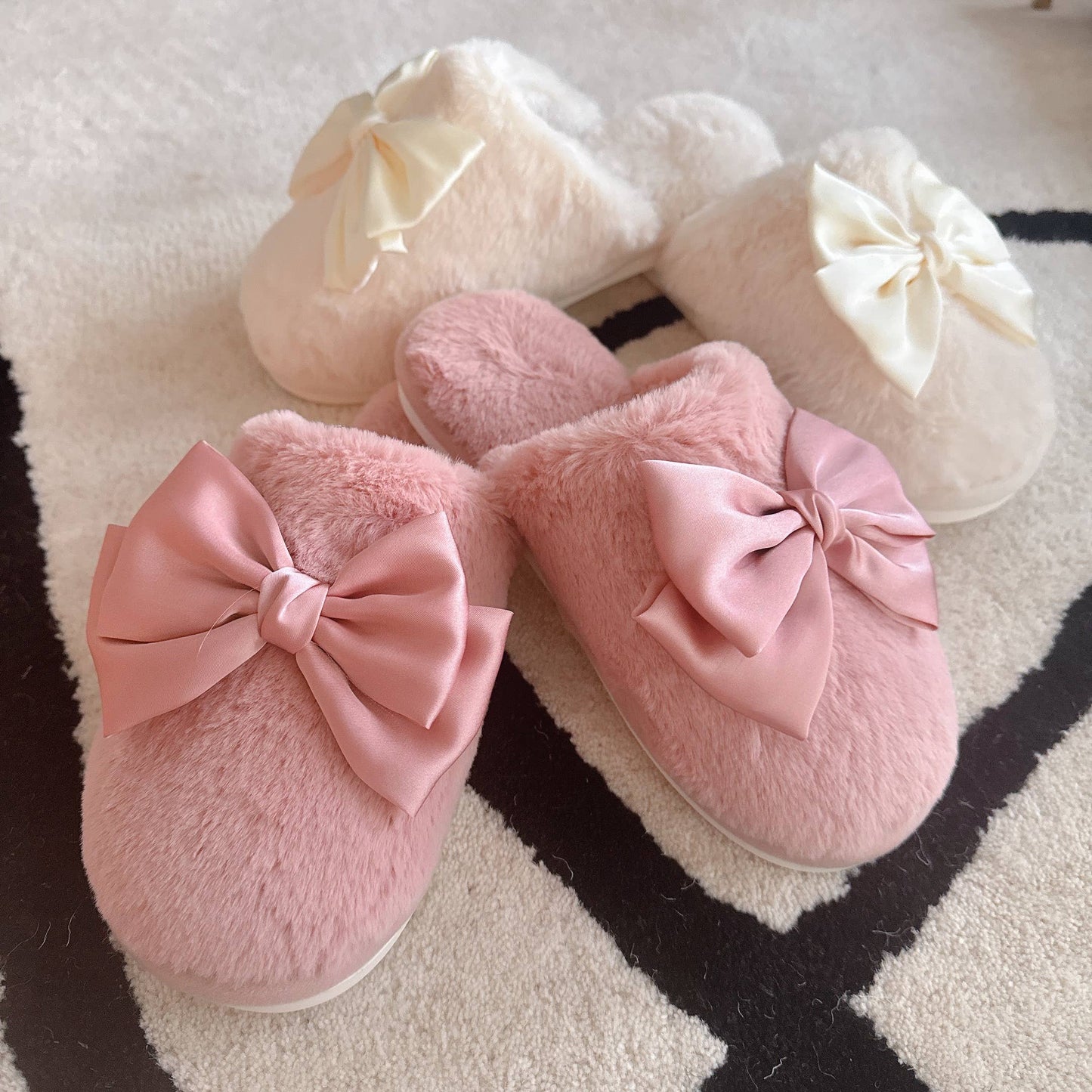 Satin Shine Fur Slippers