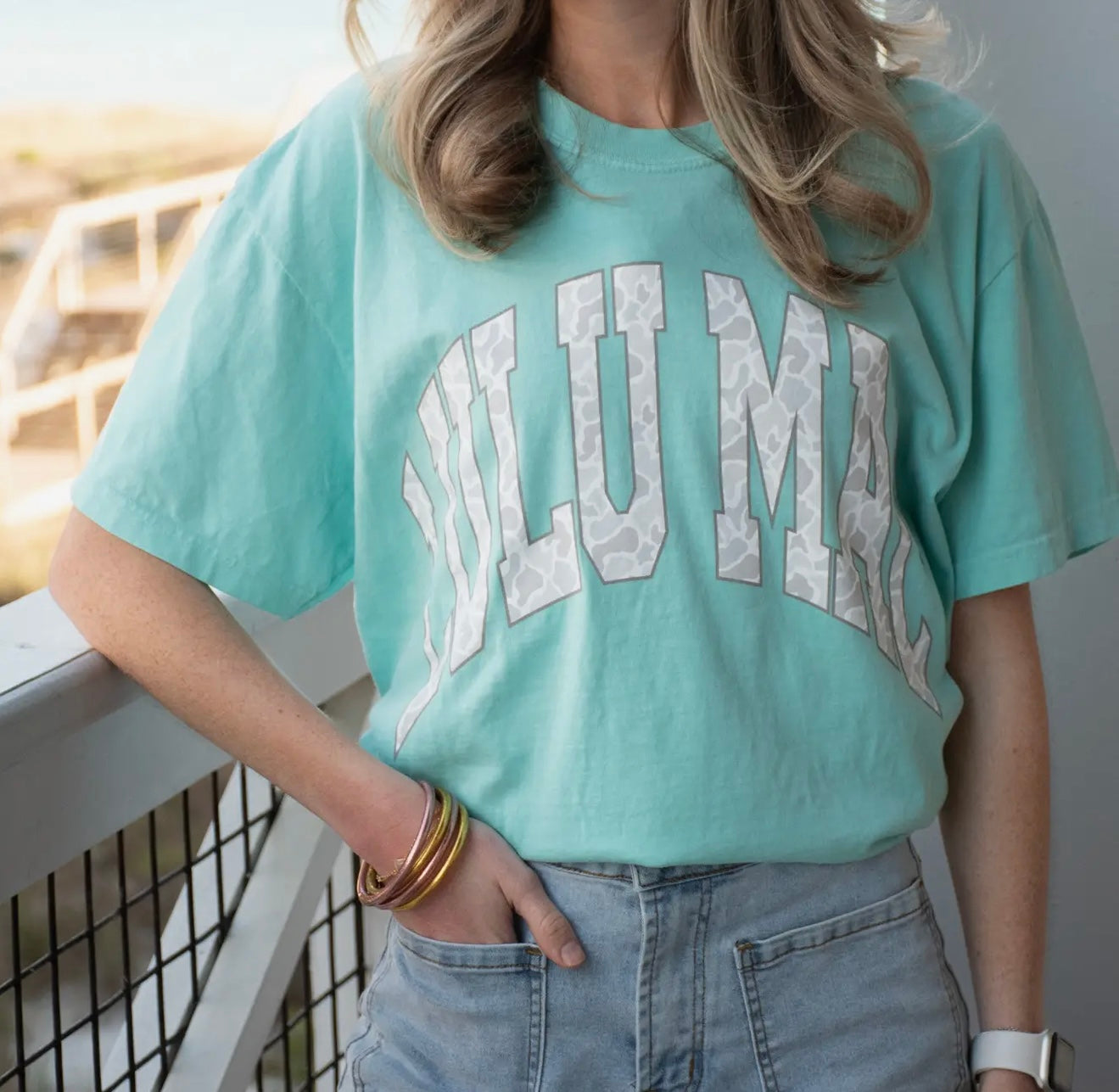 Mint/Camo Tee