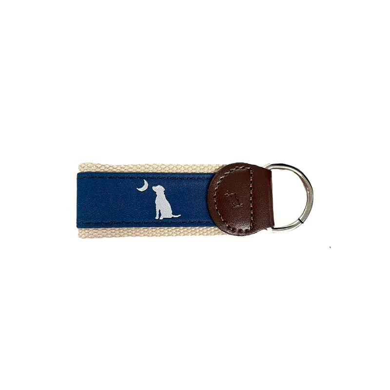 Blue Dog & Moon Keychain