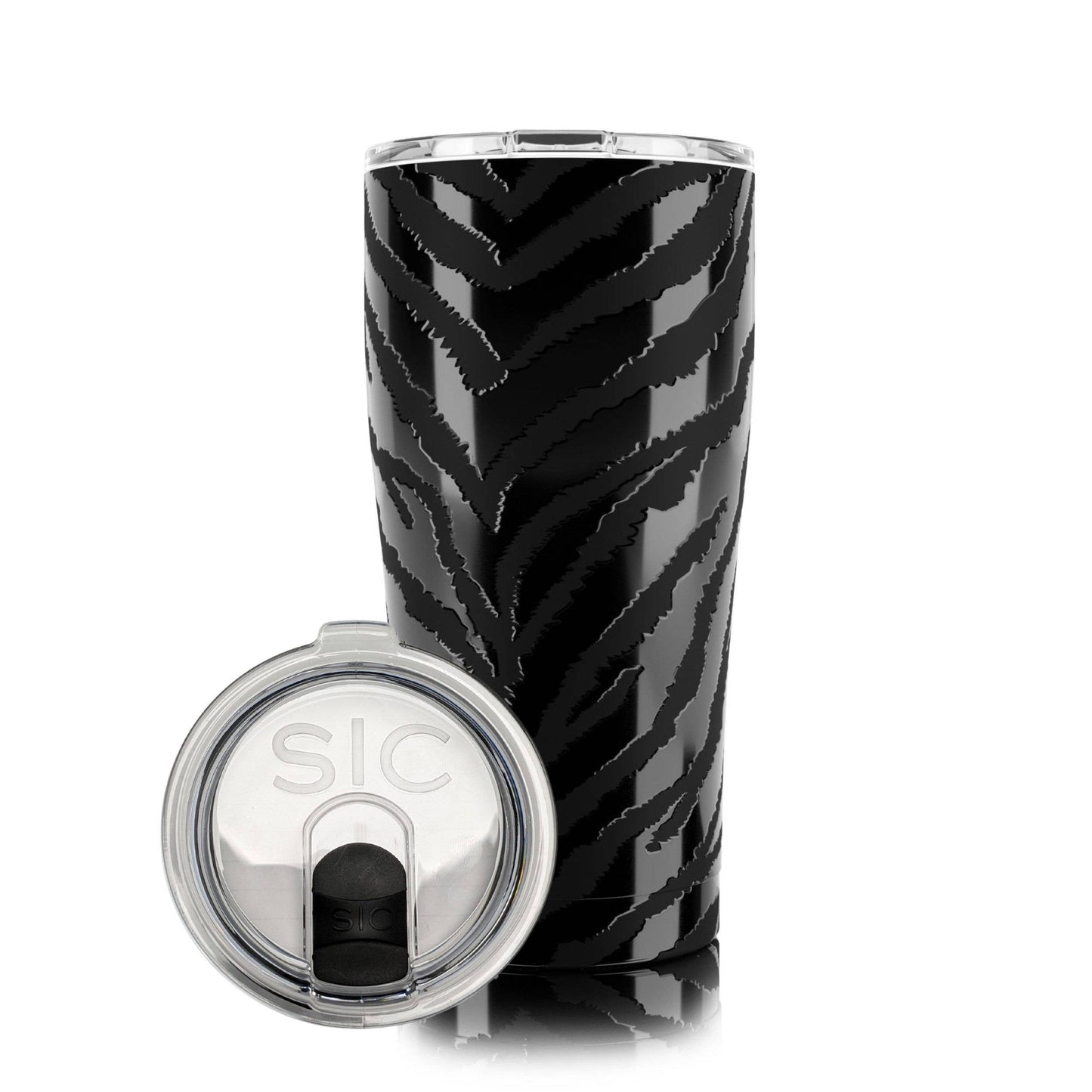 SIC Cups | 20 oz. Zebra Eclipse Stainless Steel Tumbler, lid