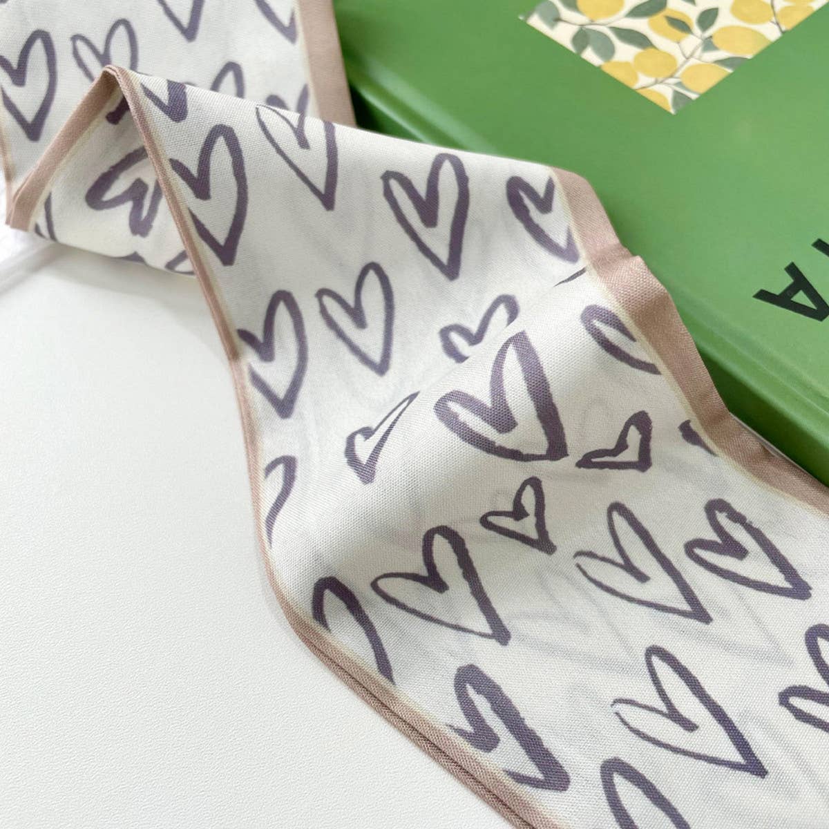 Neutral Long Twilly Scarf – Hair Tie & Neck