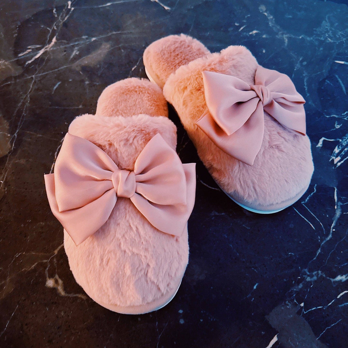Satin Shine Fur Slippers