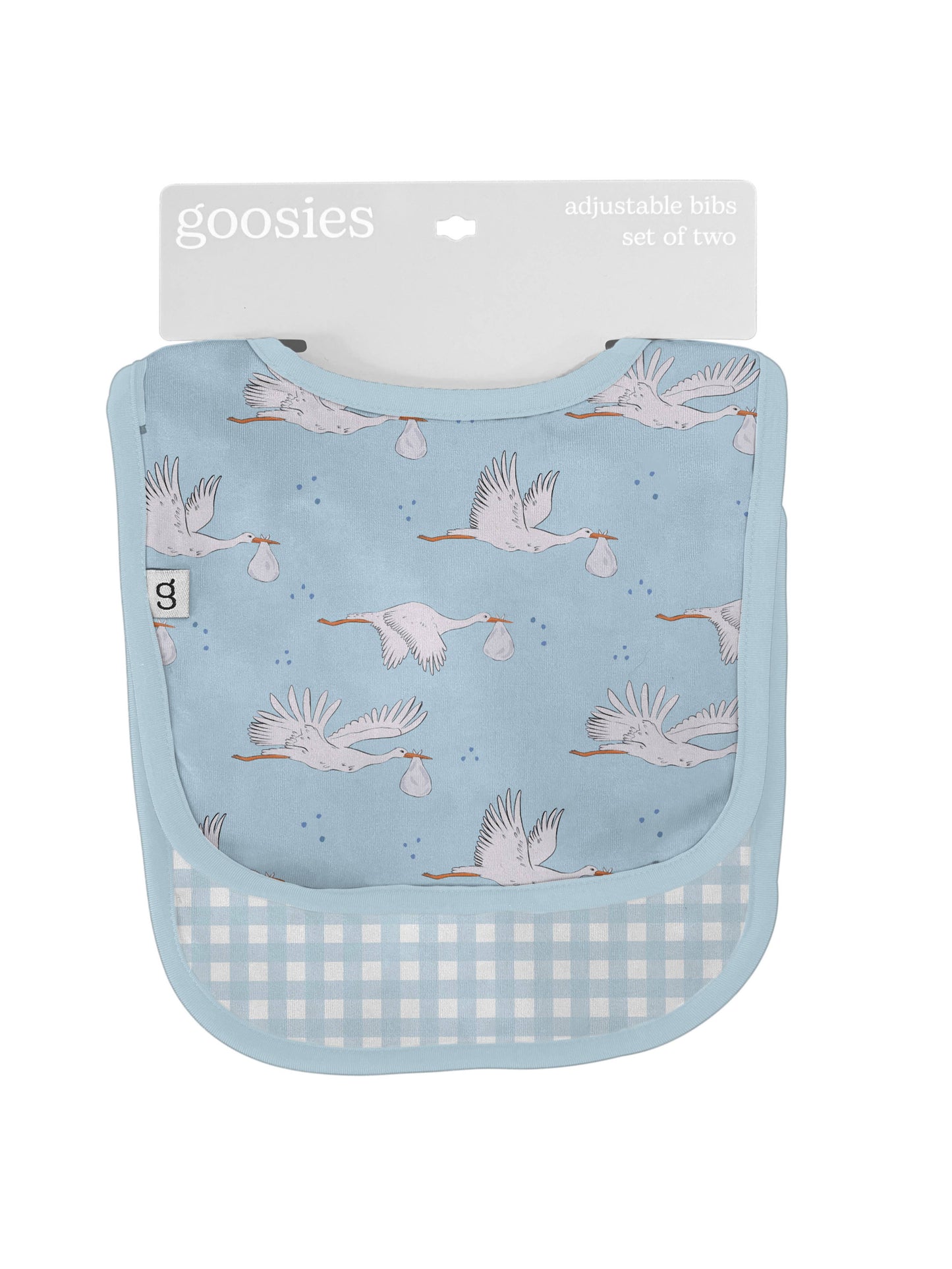 Baby Boy (Blue Storks/Gingham) Bib Set