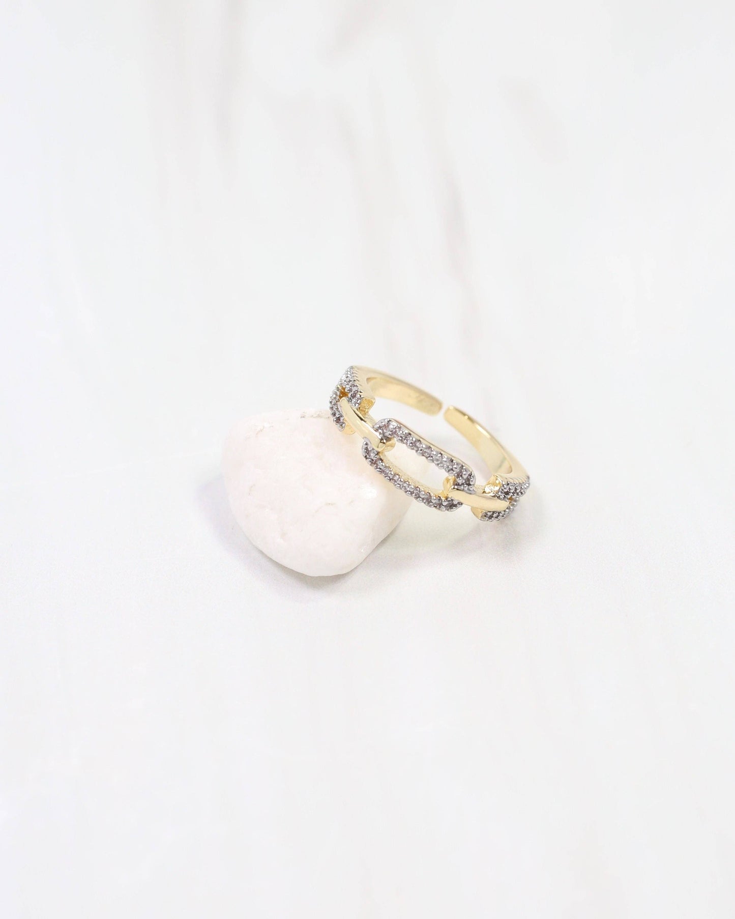 Beacon CZ Pave Link Ring Gold