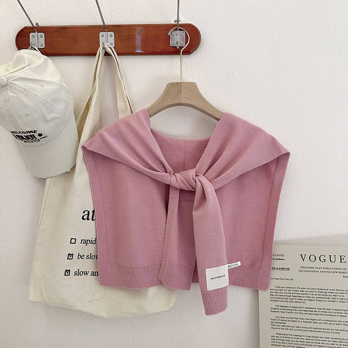 Solid Color Knitted Knotted Shawl