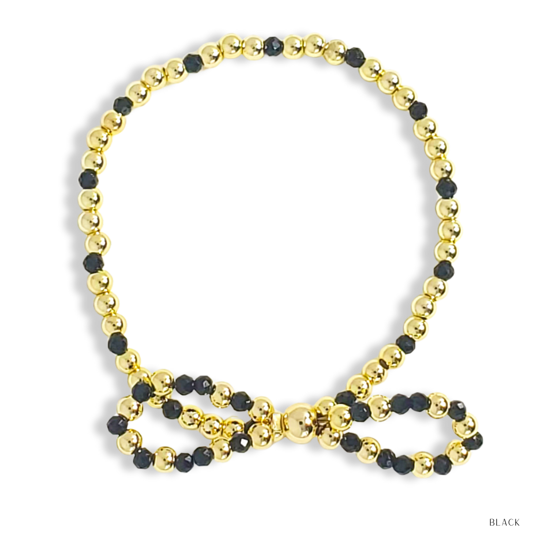 Bow Gold Filled & Swarovski Crystal Beaded Bracelet