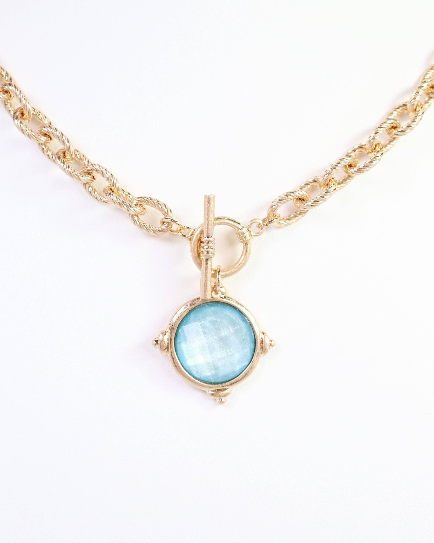 Rochester Faceted Link Necklace Turquoise