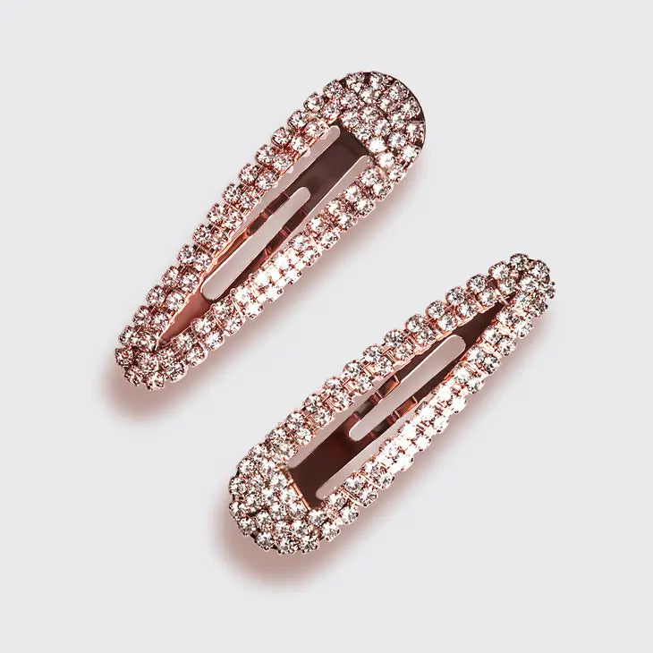 Rose Gold Rhinestone Snap Clips