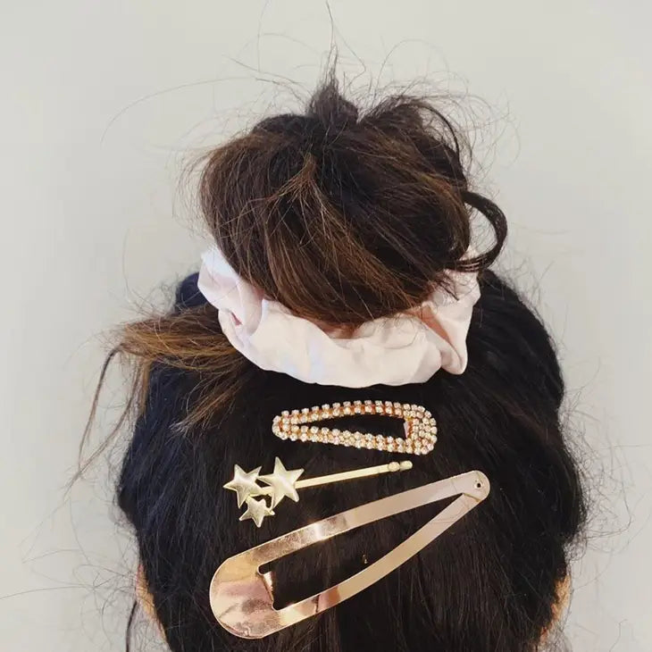 Rose Gold Rhinestone Snap Clips