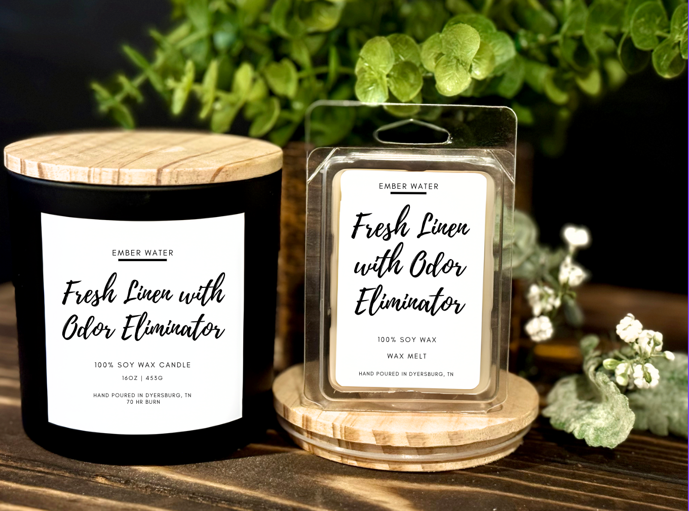 Fresh Linen with Odor Eliminator 16 oz 100% Soy Candle