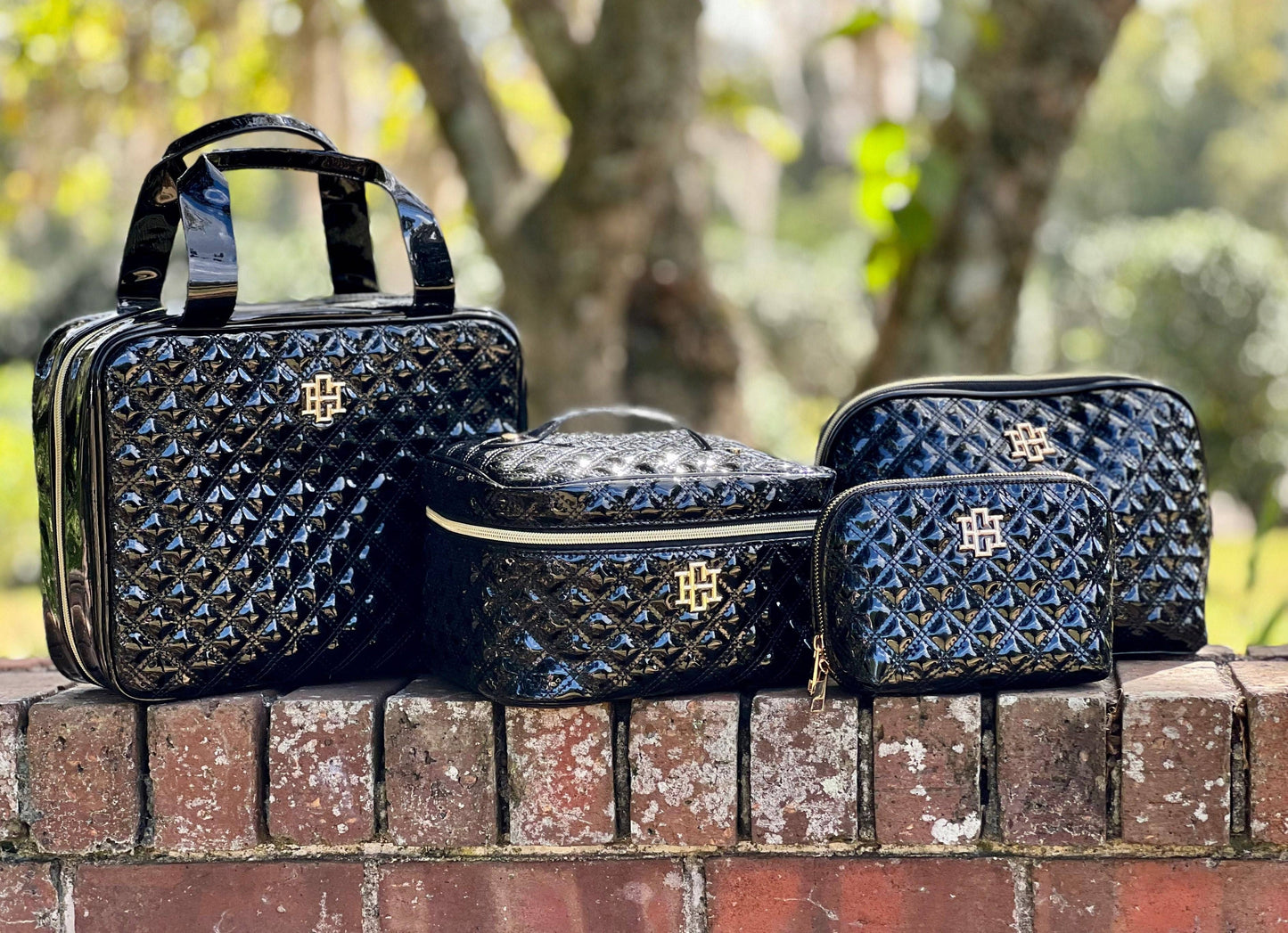 Hampton Train Case Black Patent