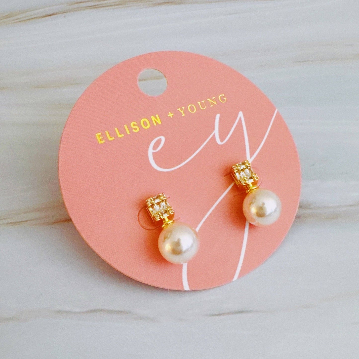 Pearl And Baguette CZ- Gold Plated