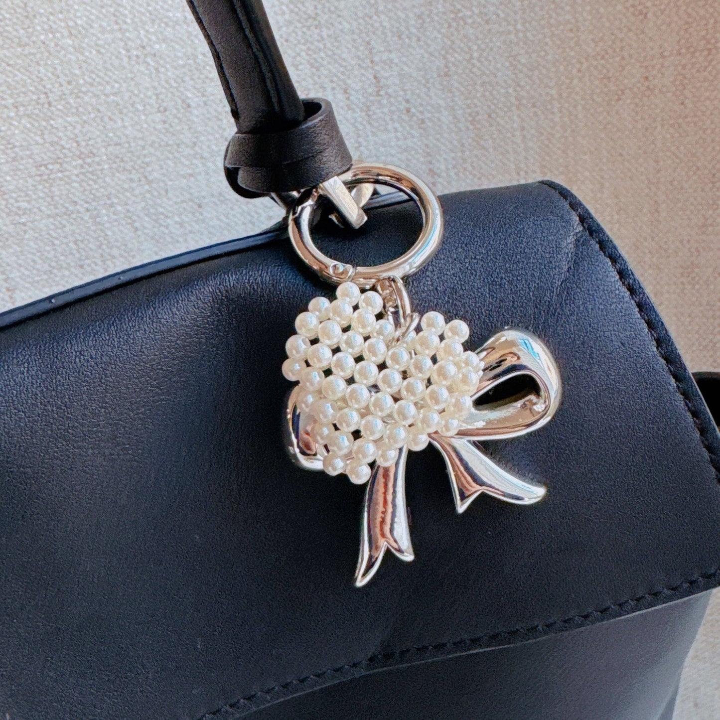 Silver Bow Bag Charm
