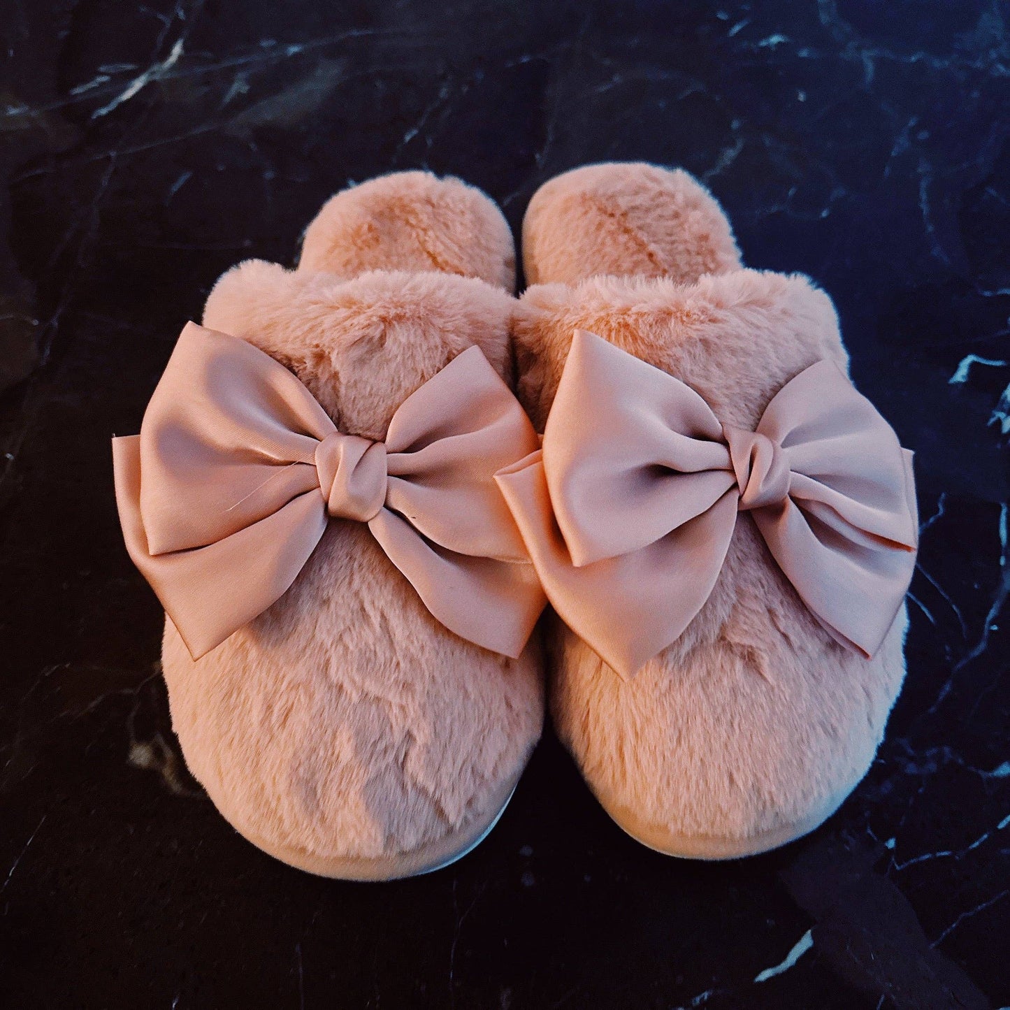 Satin Shine Fur Slippers