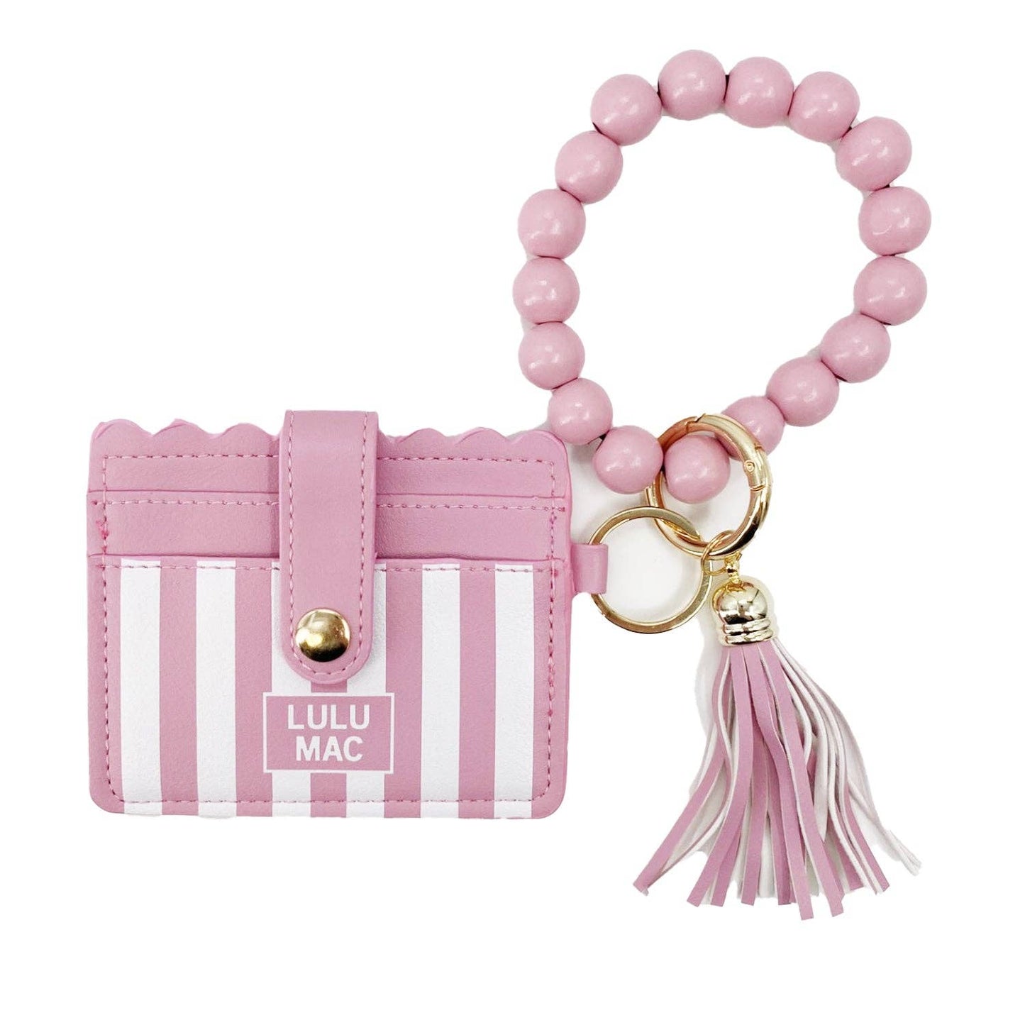 Beaded Wristlet - Pink Stripe Darby