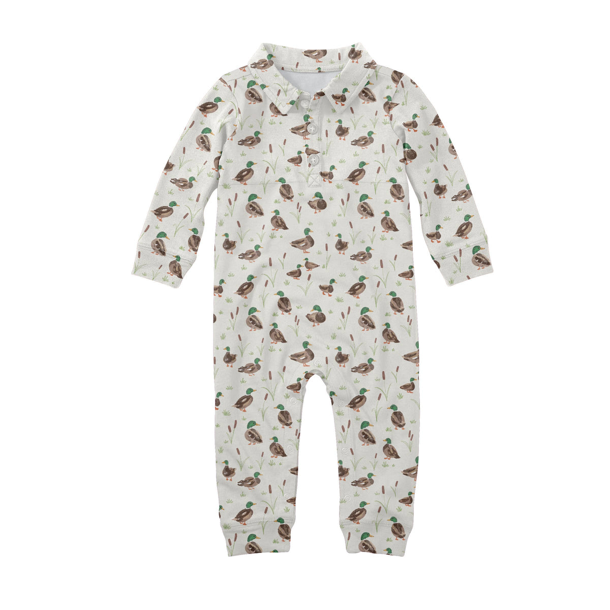 Mallard Drake Ducks- Sweatshirt Polo Romper