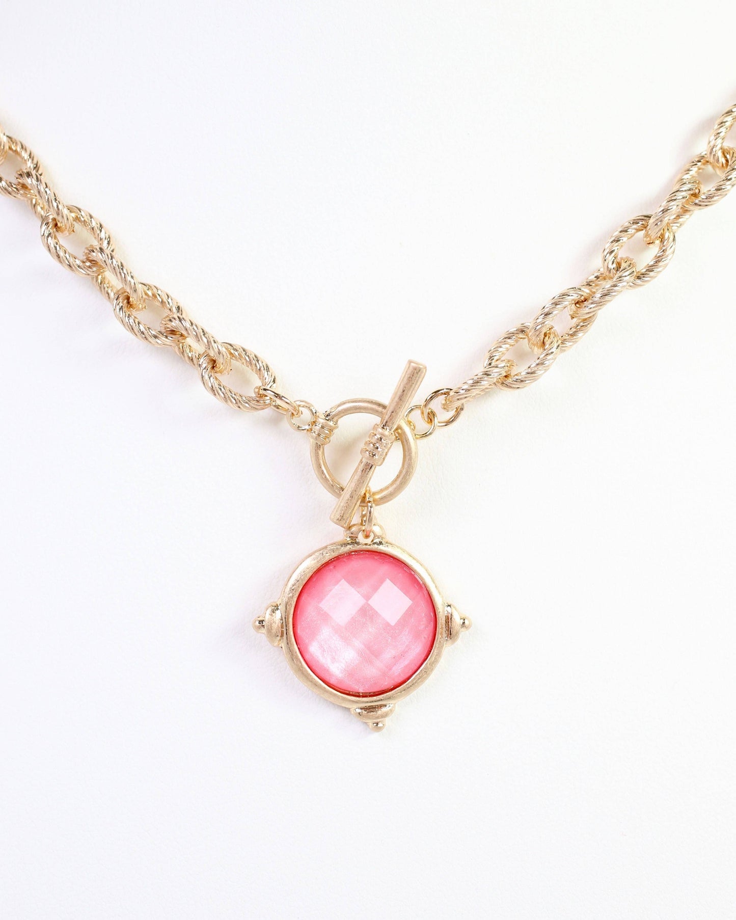 Rochester Faceted Link Necklace Pink