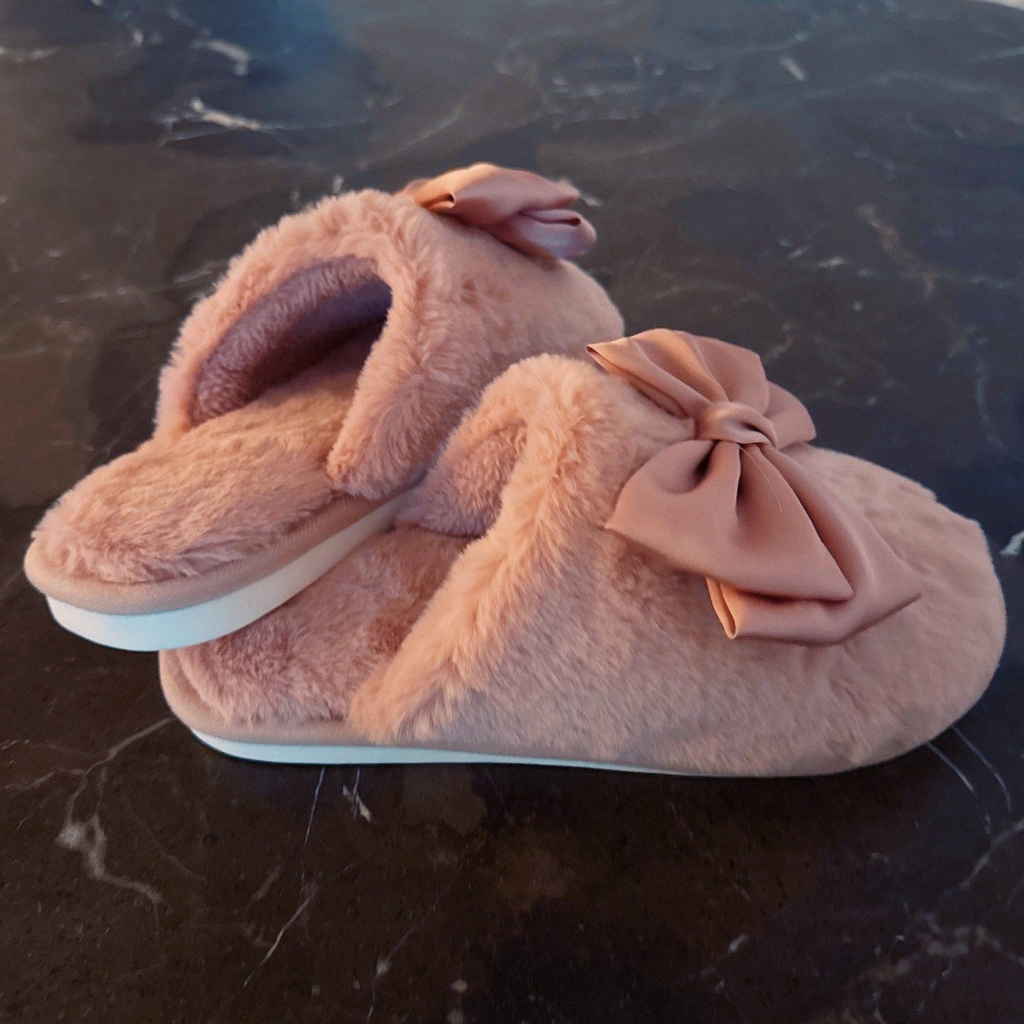 Satin Shine Fur Slippers