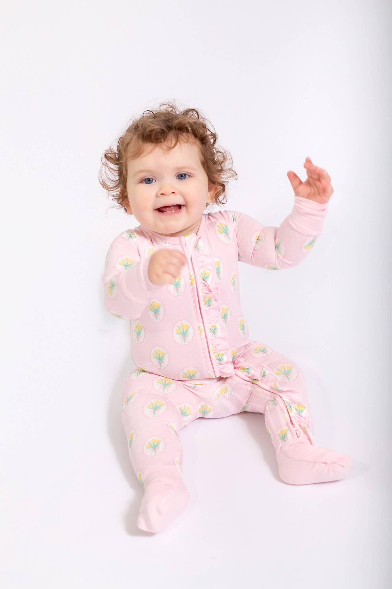 Fancy Tulips (Cottage Pink) Convertible Zip with Ruffles