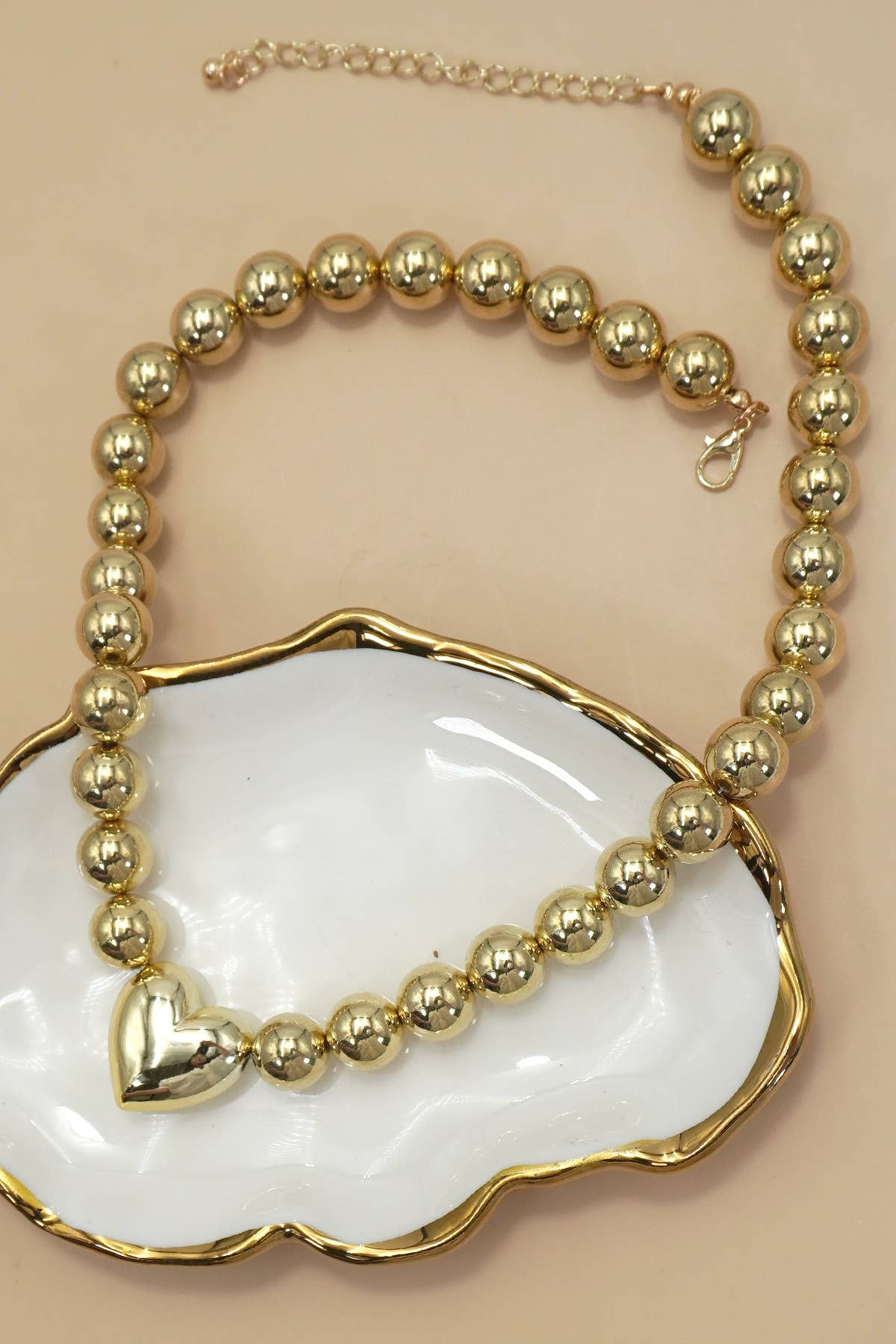 PUFFY HEART BALL CHAIN NECKLACE
