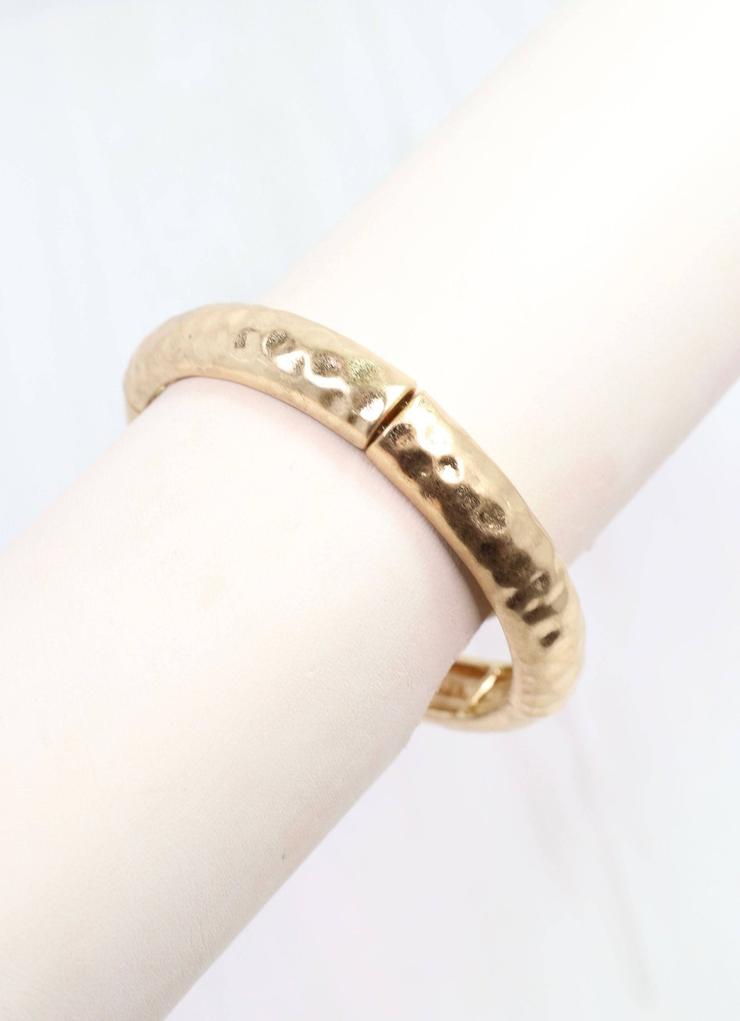 Tandy Hammered Stretch Bracelet Worn Gold