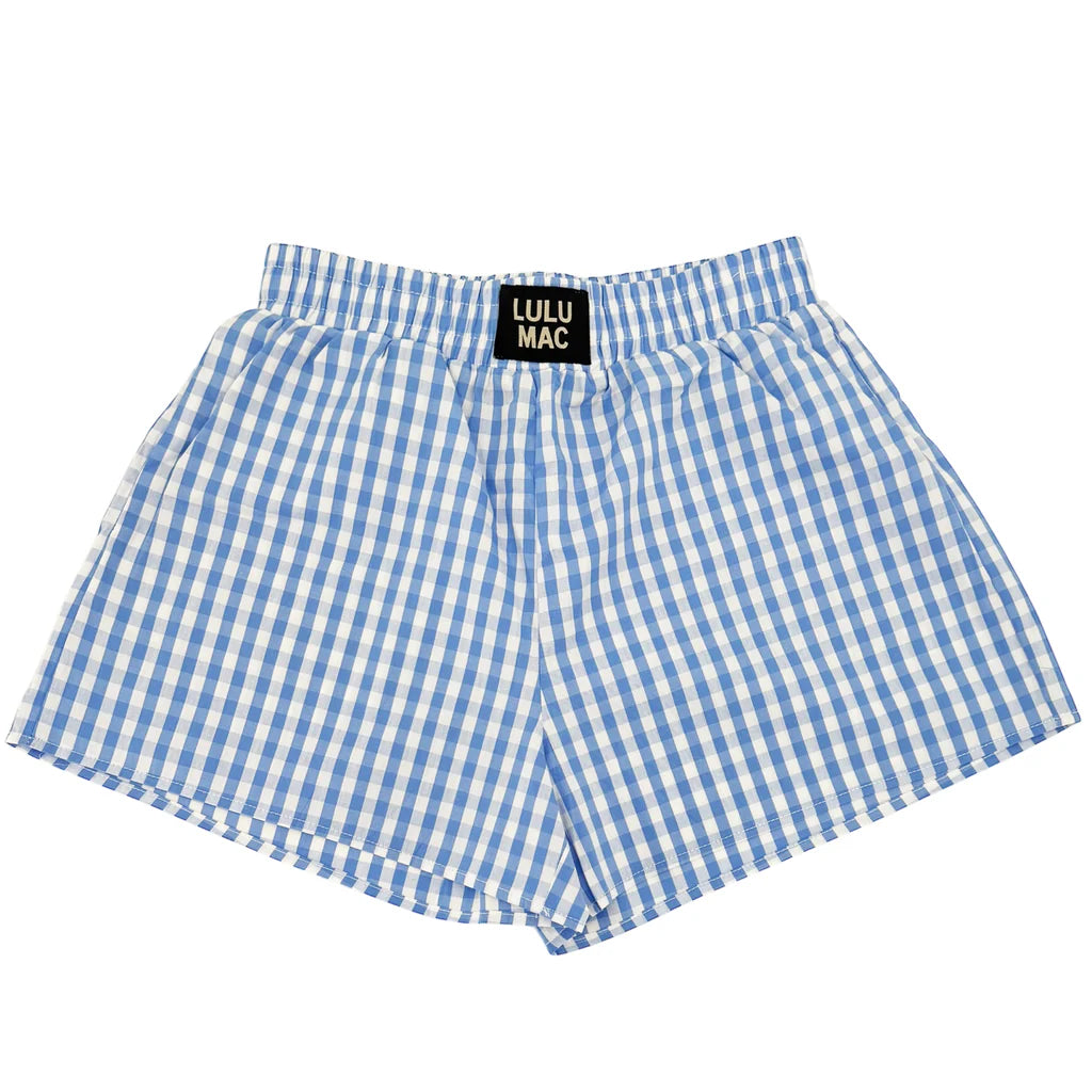 Gingham Boxer Shorts - Light Blue