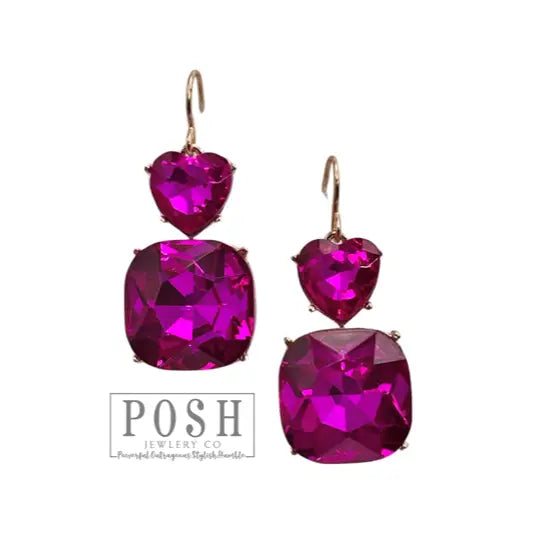 Heart & Square Rhinestone Earrings