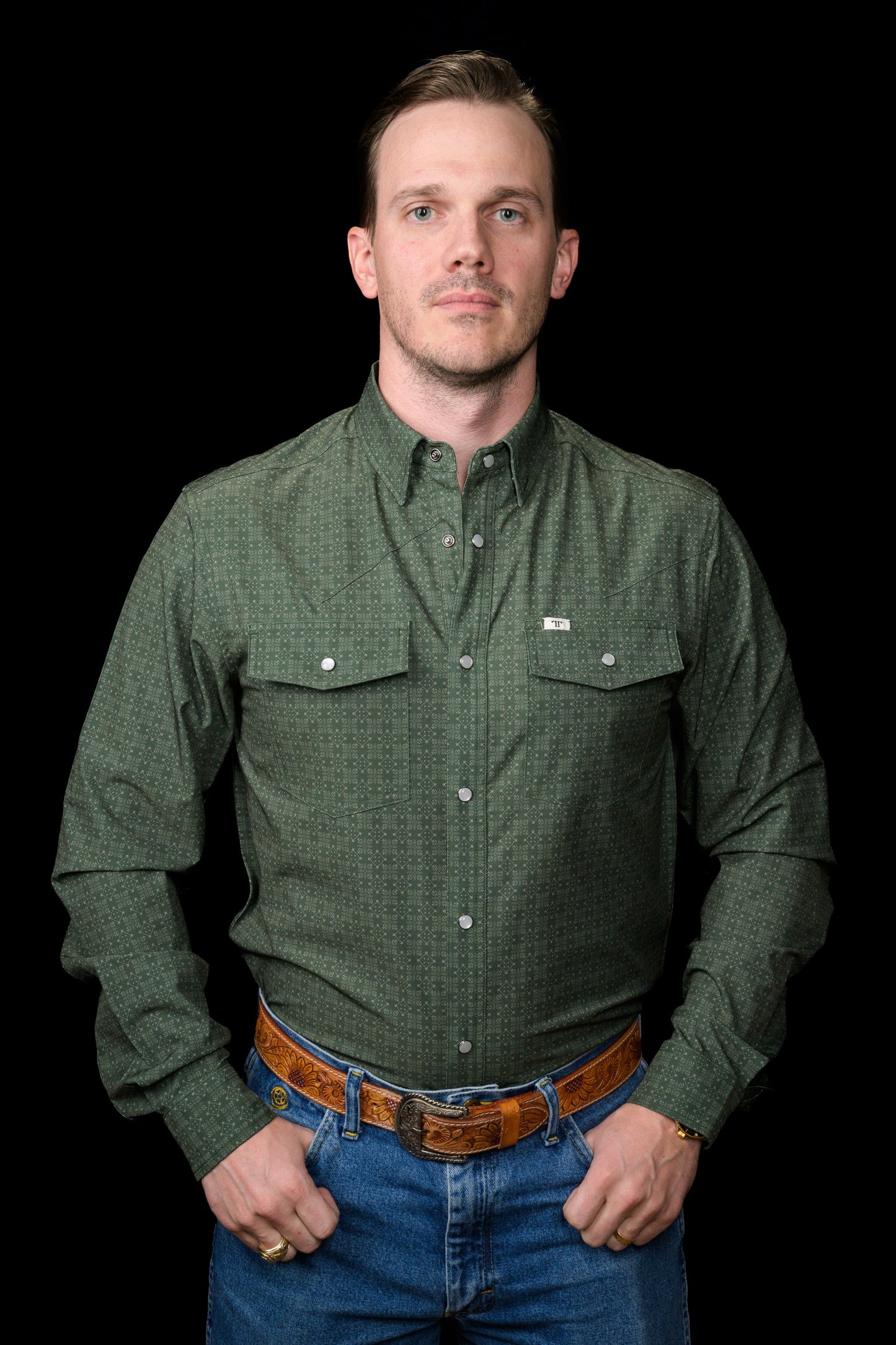 The Collin Pearl Snap - Green