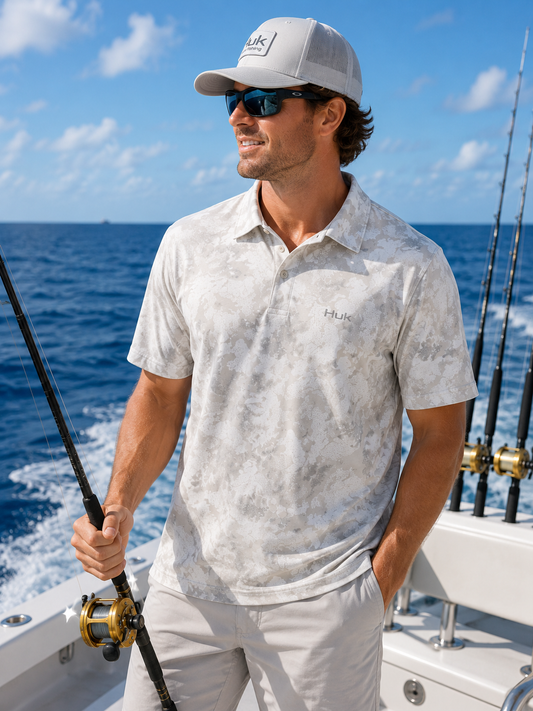 Pursuit KC Printed Polo - Egret