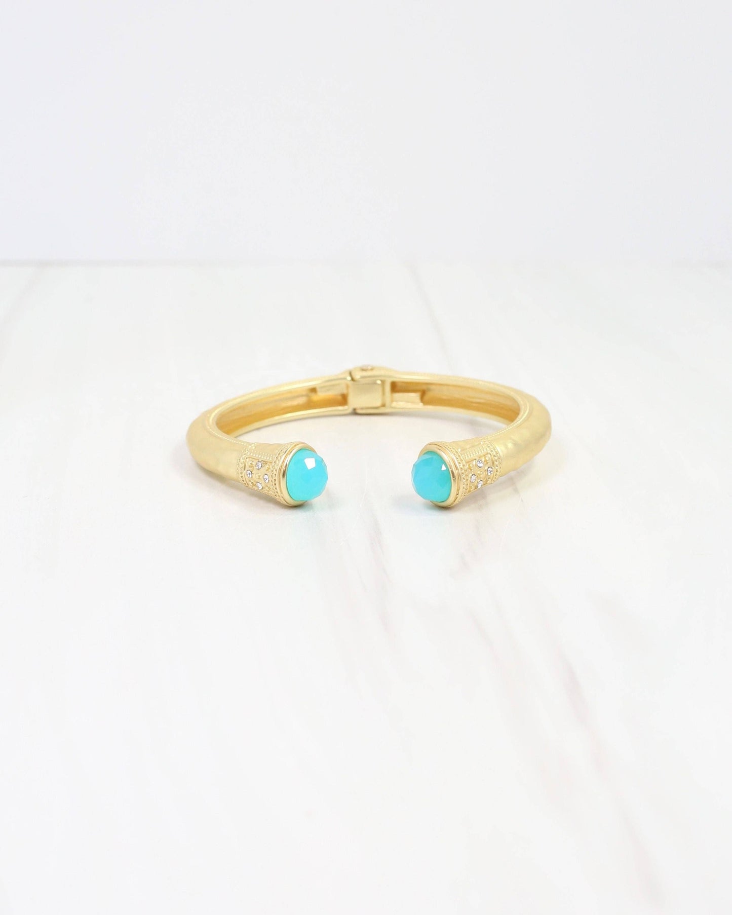Colette Hammered Hinged Cuff Bracelet AQUA